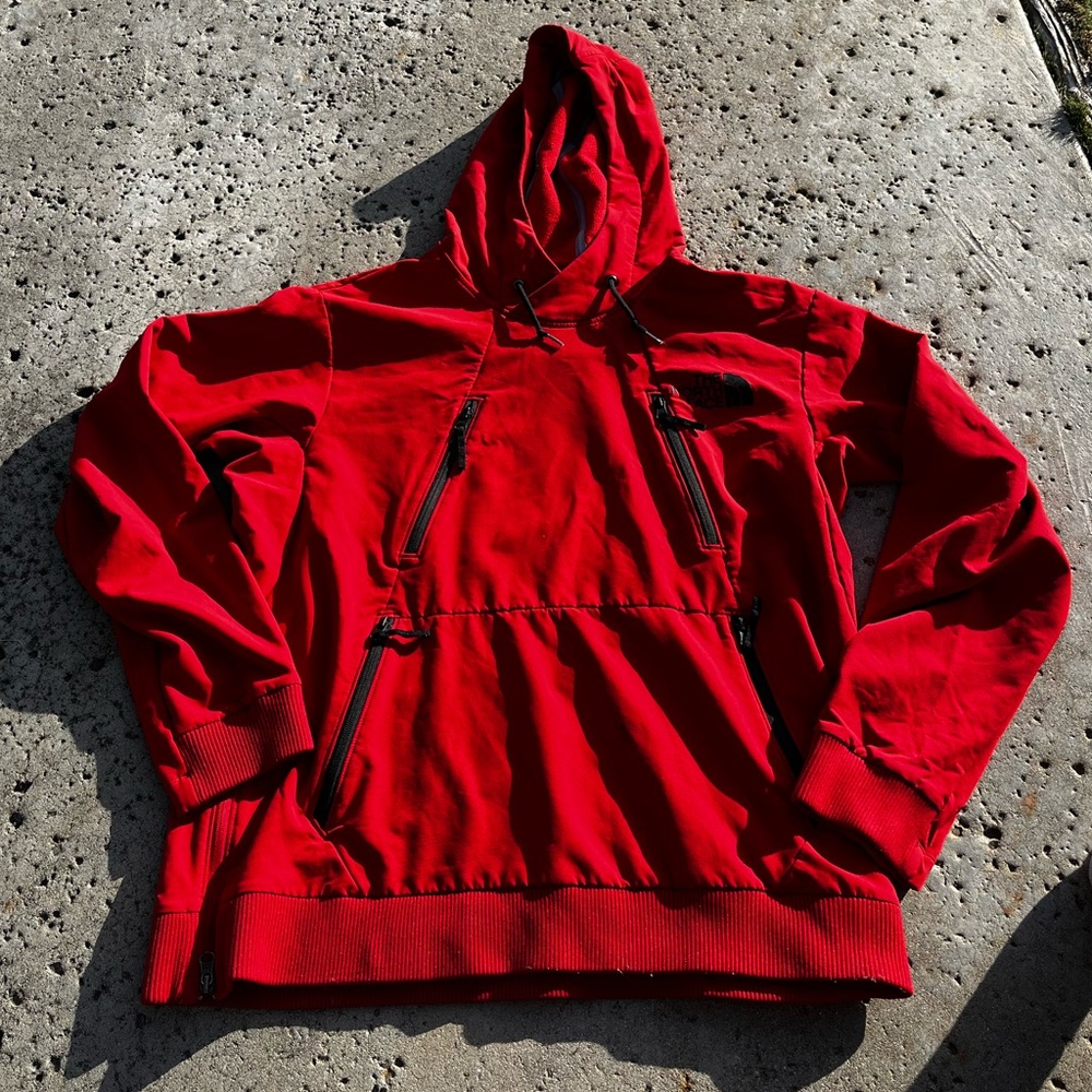 Mens red north face pullover